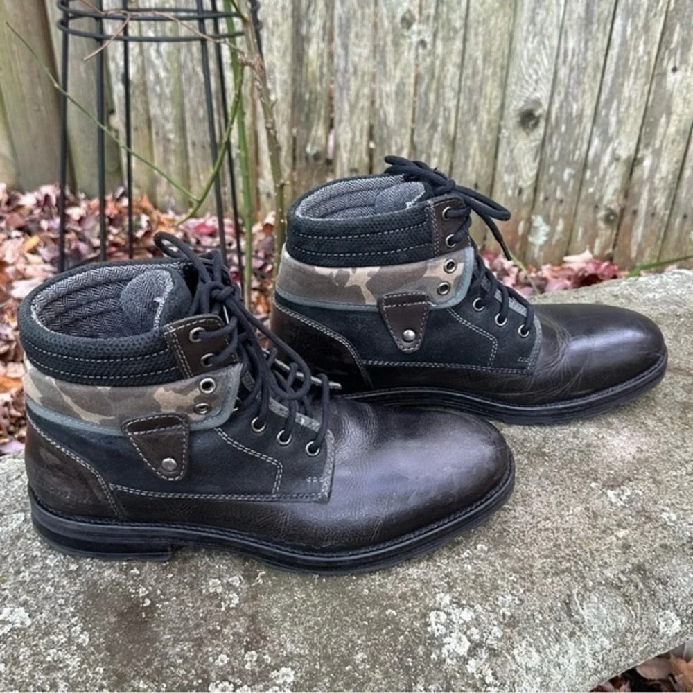 UNIONBAY Men’s Distressed‎ Leather Mid-Top Boots - Size 11